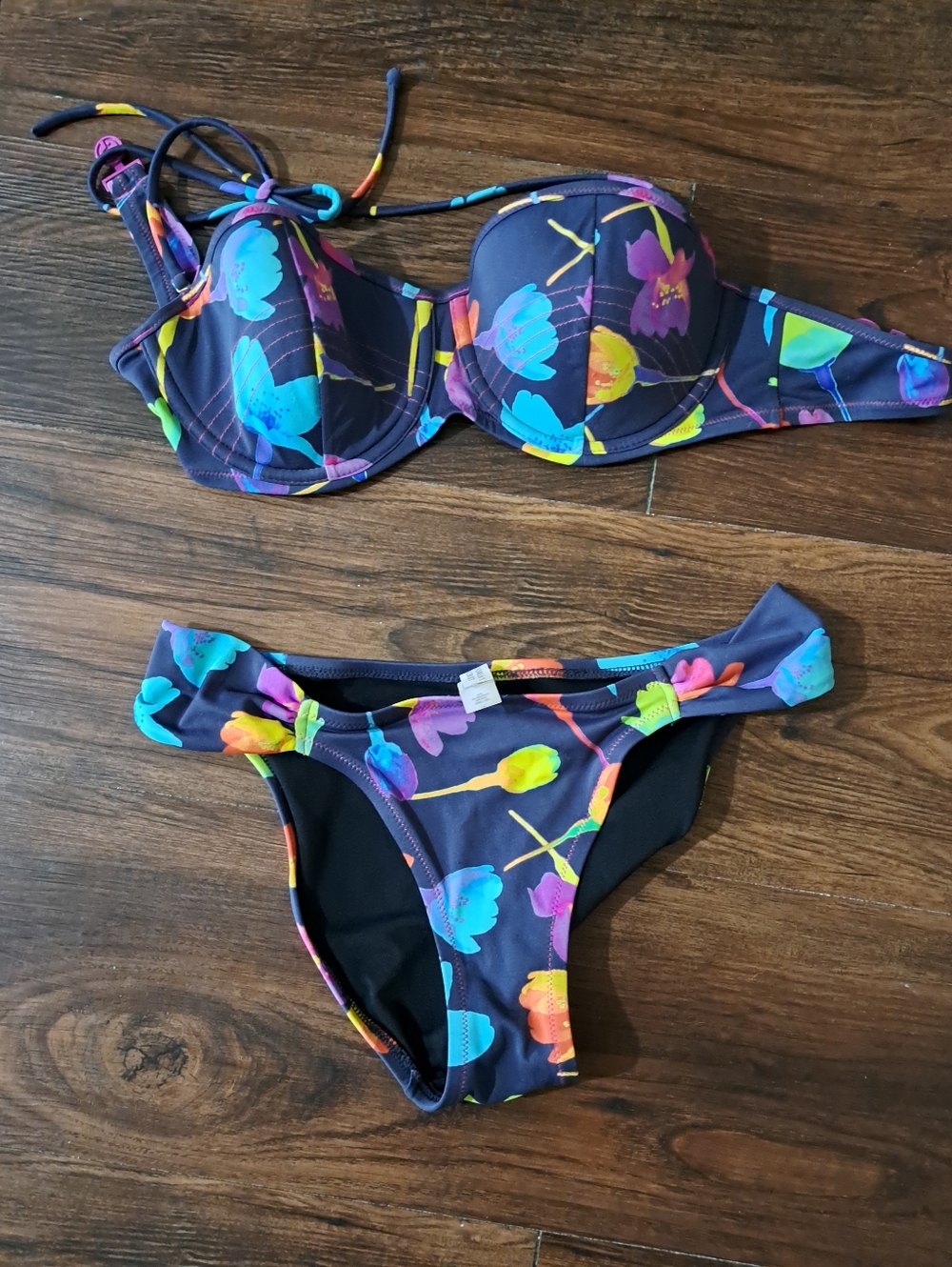 Victorias Secret  Floral Underwire Bikini Set with Bright Multicolor Blooms
